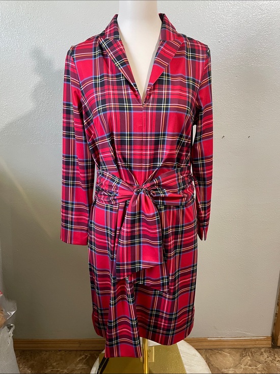 Gretchen Scott Designs Dresses & Skirts - Dark Academia Plaid Shirt Dress Tie Waist Long Sleeve Large Gretchen Scott Paris
